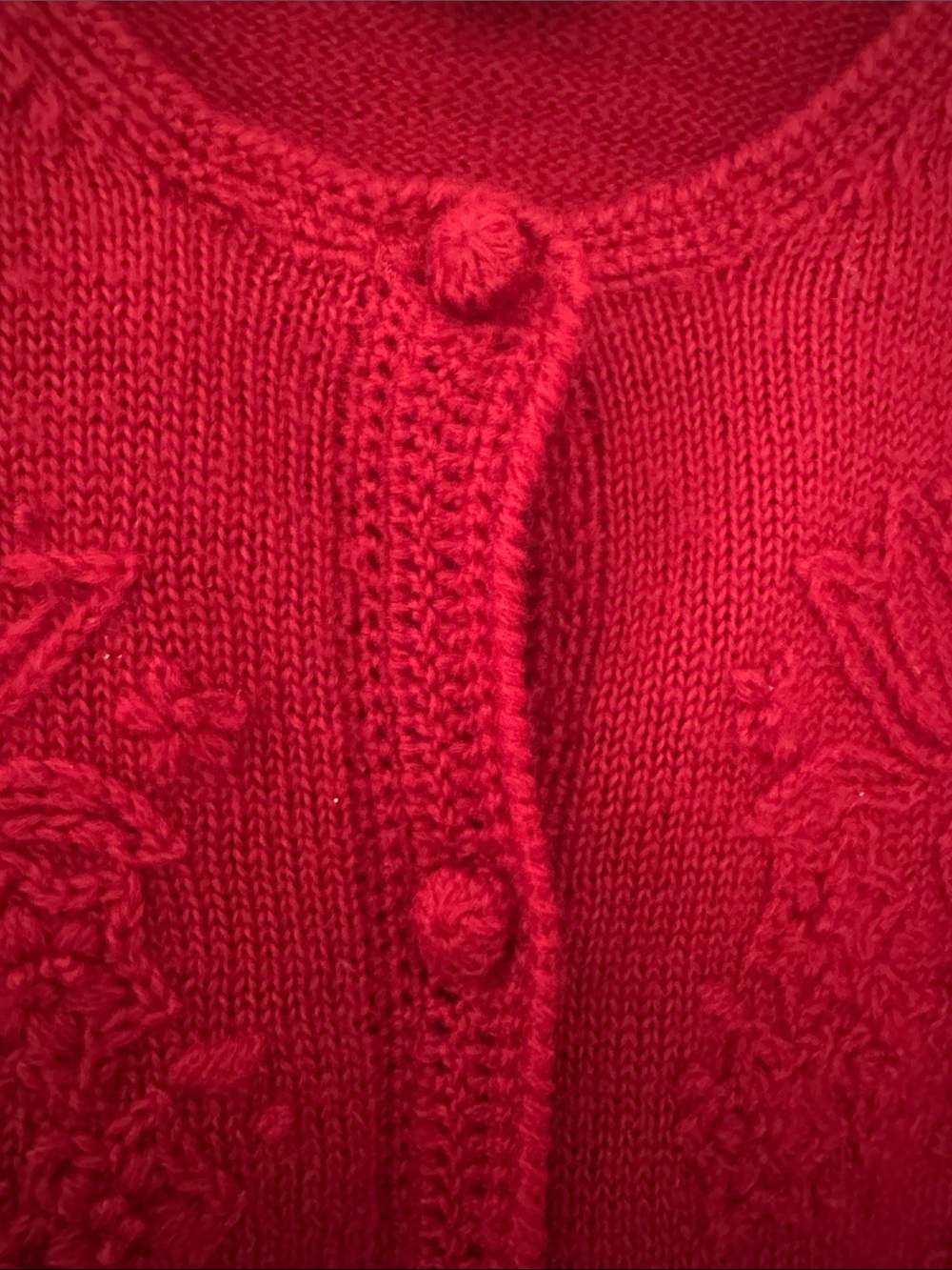 Talbots Red Floral-Embroidered Button Cardigan - Picture 4 of 4